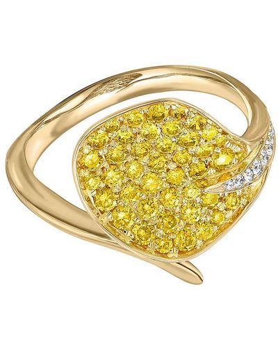 Pragnell Anello Wildflower Honeysuckle in oro 18kt con diamanti - Metallizzato