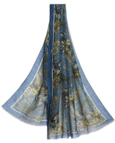 Etro Semi-doorzichtige Sjaal Met Print - Blauw