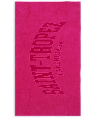 Balenciaga Slogan-print Beach Towel - Pink