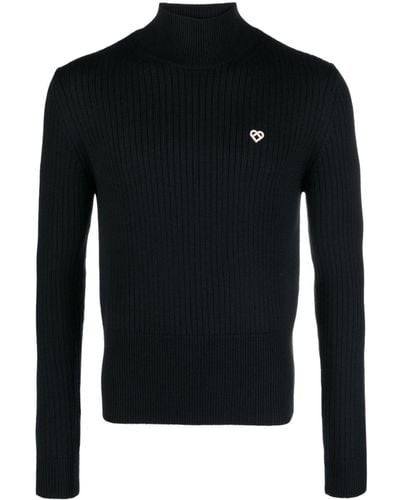 Casablancabrand Ribbed-knit High-neck Sweater - Black