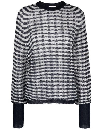 Alysi Contrasting-trim Mohair Blend Sweater - Black
