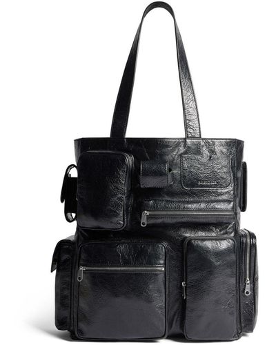 Balenciaga Superbusy Leather Tote Bag - Black