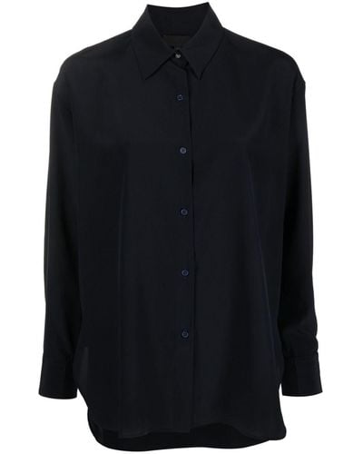 Nili Lotan Spread-collar Silk Shirt - Blue