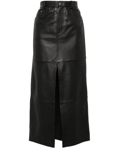 Reformation Veda Tazz Leather Maxi Skirt - Black