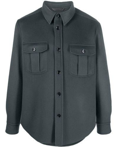 Brioni Buttoned Knitted Shirt Jacket - Grey