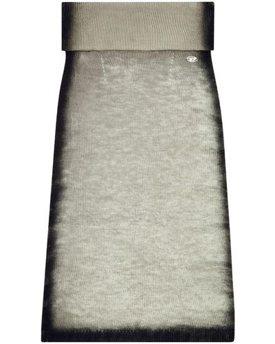 DIESEL M-arilou-a Wool Maxi Skirt - Grey