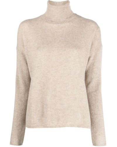 Allude Fine-knit Roll-neck Sweatshirt - Natural