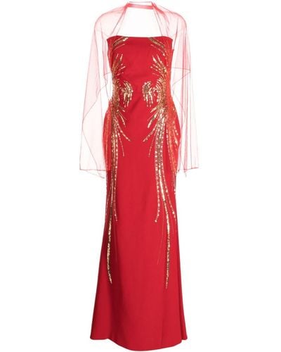 Saiid Kobeisy Sequin-embellished Strapless Dress - Red