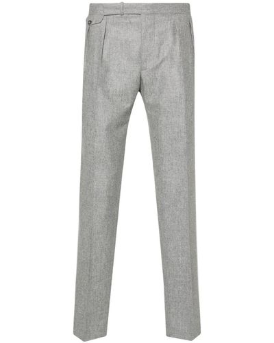 Tagliatore Felted Wool Straight Trousers - Grey