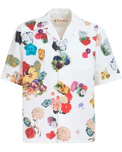 Marni Floral-print Cotton Shirt - White