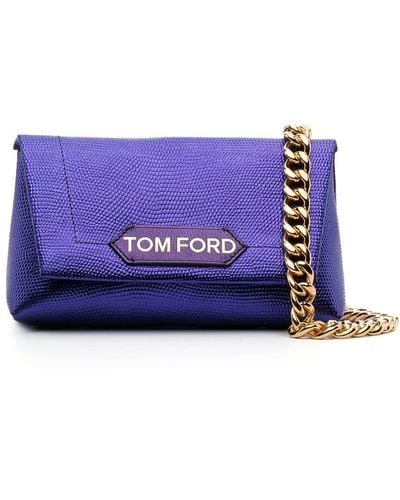 Tom Ford Mini Label Chain Clutch Bag - Purple