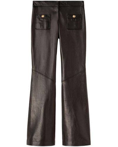 Palm Angels Mid-rise Leather Flared Trousers - Black