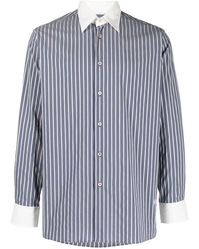 Wales Bonner Striped Button-up Shirt - Blue