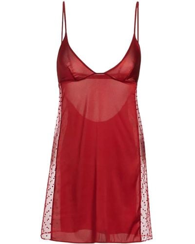 Kiki de Montparnasse Slip dress Merci con panel traslúcido - Rojo