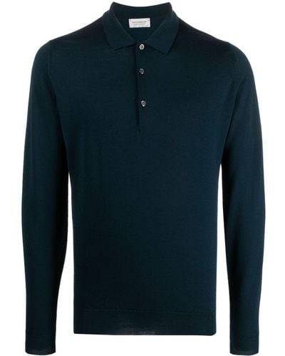 John Smedley Virgin Wool Polo Shirt - Blue