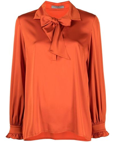 D.exterior Bluse mit Schleifenkragen - Orange