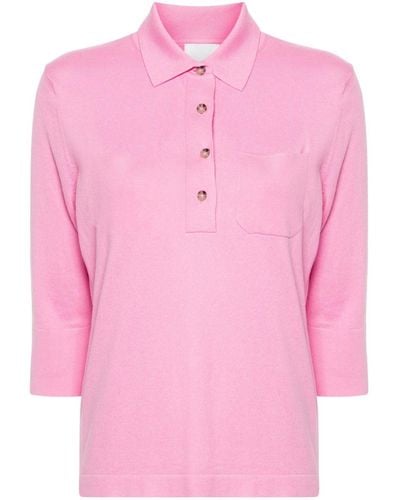 Allude Knitted Polo Top - Pink