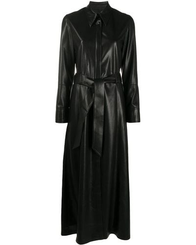 Nanushka Faux Long Belted Dress - Black