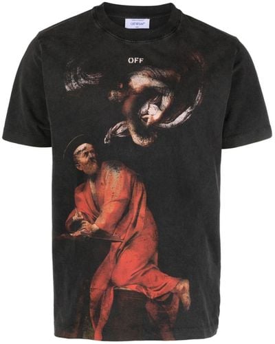 Off-White c/o Virgil Abloh Camiseta con estampado Saint Matthew - Negro