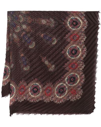 Etro Paisley Patterned-jacquard Scarf - Brown