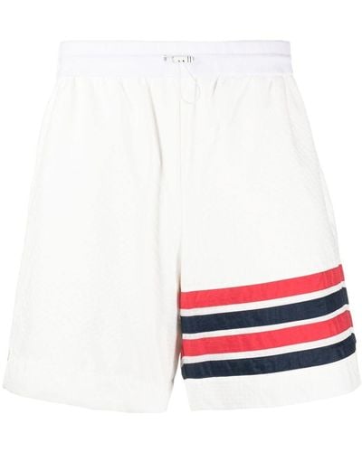 Thom Browne 4-Bar Stripe Ripstop Shorts - White