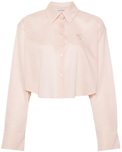 Acne Studios Logo-embroidered Cotton Crop Shirt - Pink