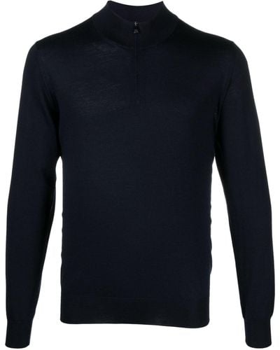 Corneliani Half-zip Fine-knit Sweater - Blue