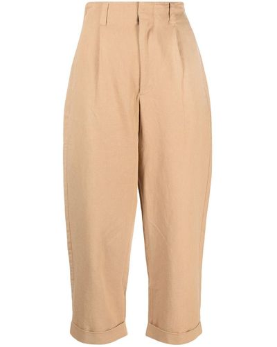 Izzue Elasticated-waist Cropped Trousers - Natural