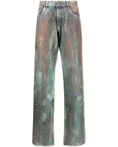 The Attico Panya Jeans mit Kristallen - Grau