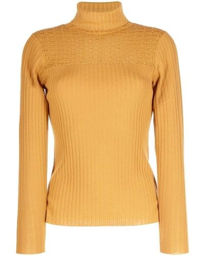 Paule Ka Ribbed Roll-neck Sweater - Yellow