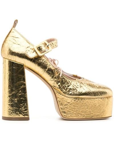 Simone Rocha Heart Toe 120mm Leather Court Shoes - Metallic