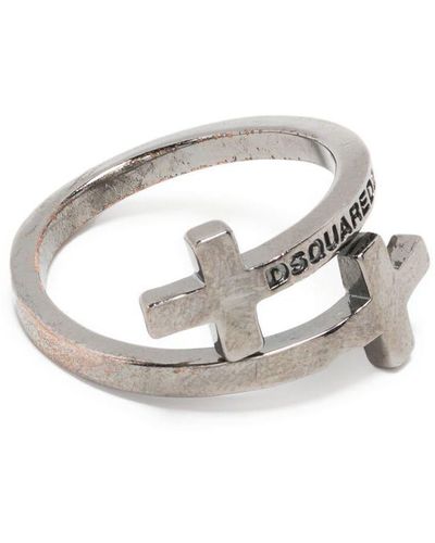 DSquared² Logo-engraved wrap ring - Blanco