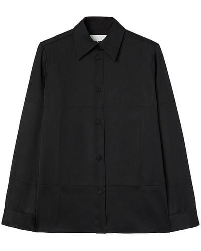 Jil Sander ポインテッドカラー サテンシャツ - ブラック