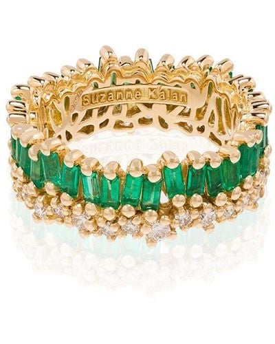 Suzanne Kalan 18K yellow gold Princess emerald and diamond ring - Mettallic