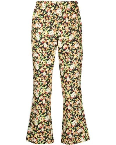 Marni Floral-print Pull-on Trousers - Black