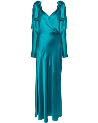Alberta Ferretti Vestido con detalle drapeado - Azul