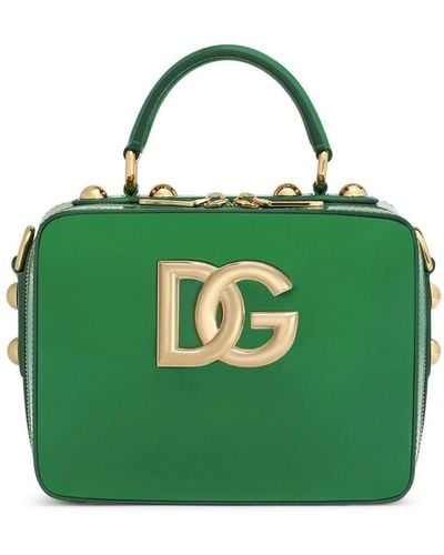 Dolce & Gabbana Sac à main en cuir à plaque logo - Vert