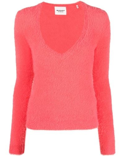 Isabel Marant Oslo Knitted V-neck Sweater - Pink