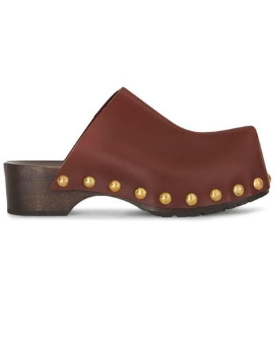 Etro Studded Leather Clogs - Brown