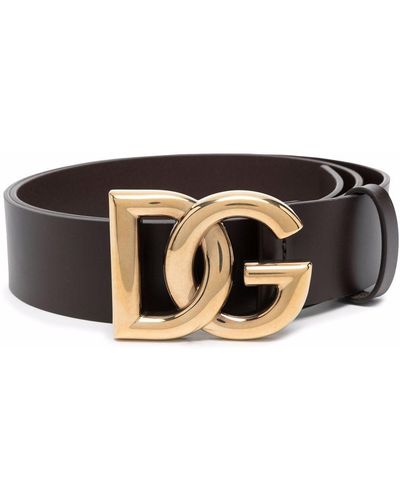 Dolce & Gabbana Lux Leather Belt Met Gekruiste Dg -logo - Zwart