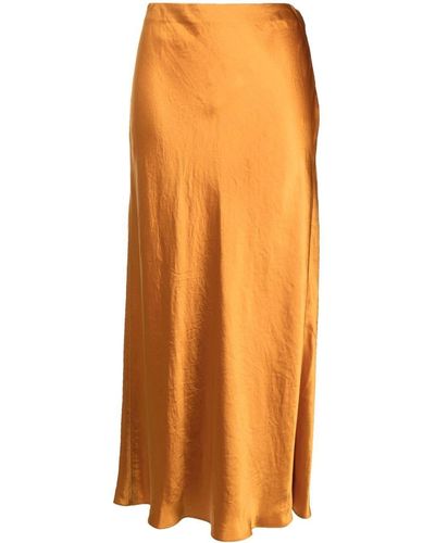 Vince Gold Side Slit Midi Skirt - Orange