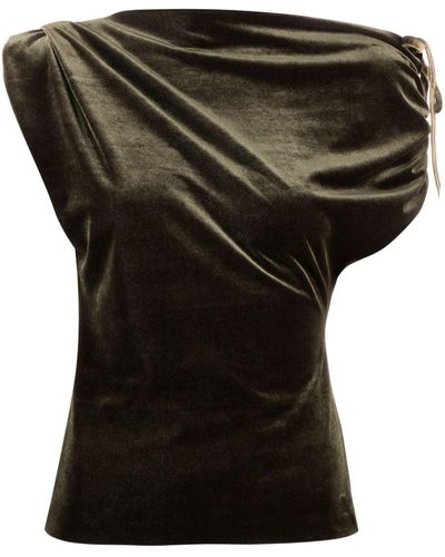 Talbot Runhof Off-shoulder Velvet Top - Black