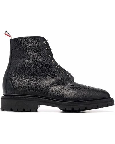 Thom Browne Lace-up Brogue Boots - Black