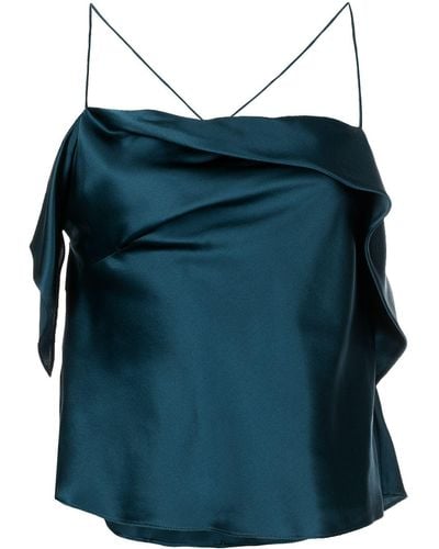 Michelle Mason Top con tirantes y cuello desbocado - Azul
