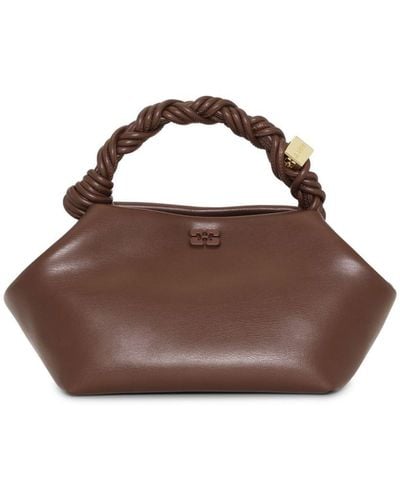 Ganni Small Bou Leather Tote Bag - Brown