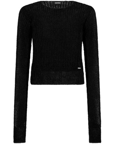 DSquared² Logo-plaque Slim-cut Sweater - Black