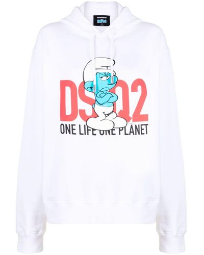 DSquared² Hoodie à logo imprimé - Blanc