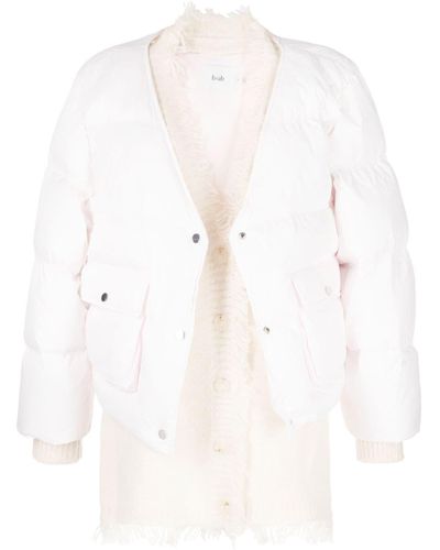 B+ AB Layered Frayed Puffer Jacket - White