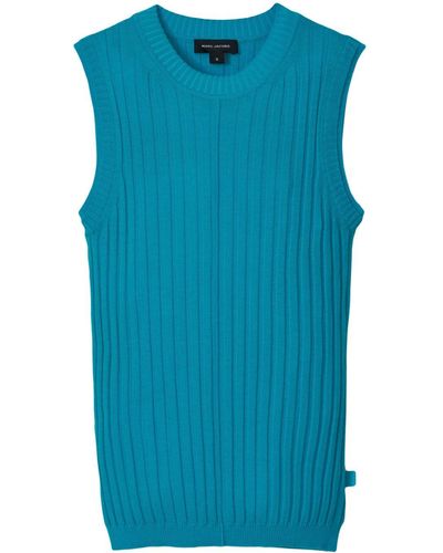 Marc Jacobs Fine-ribbed merino-wool tank top - Blau