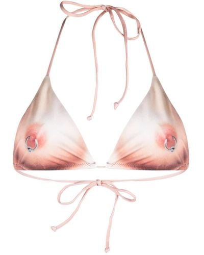 Jean Paul Gaultier Geblümtes Triangel-Bikinioberteil - Pink